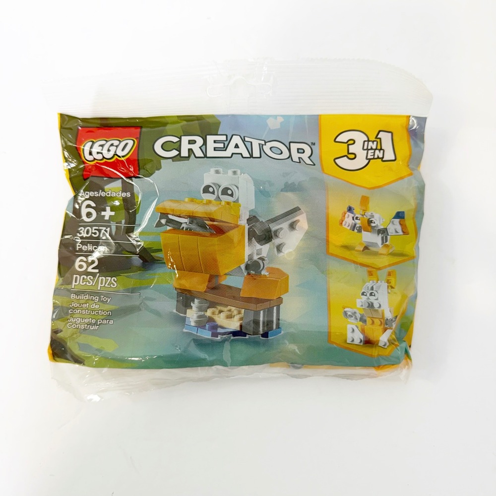 LEGO Creator 3-in-1 Pelican 30571 Unisex One Size Yellow White Polybag 62 Pcs